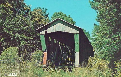 Covered Bridge Postcard Cedar Chapel Bridge De Kalb Co Indiana