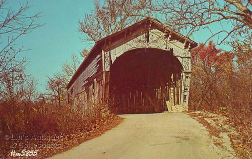 Covered Bridge Postcard Longwood Bridge Fountain Co Indiana