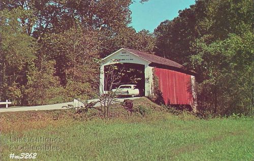 Covered Bridge Postcard Billie Creek Bridge Parke Co Indiana