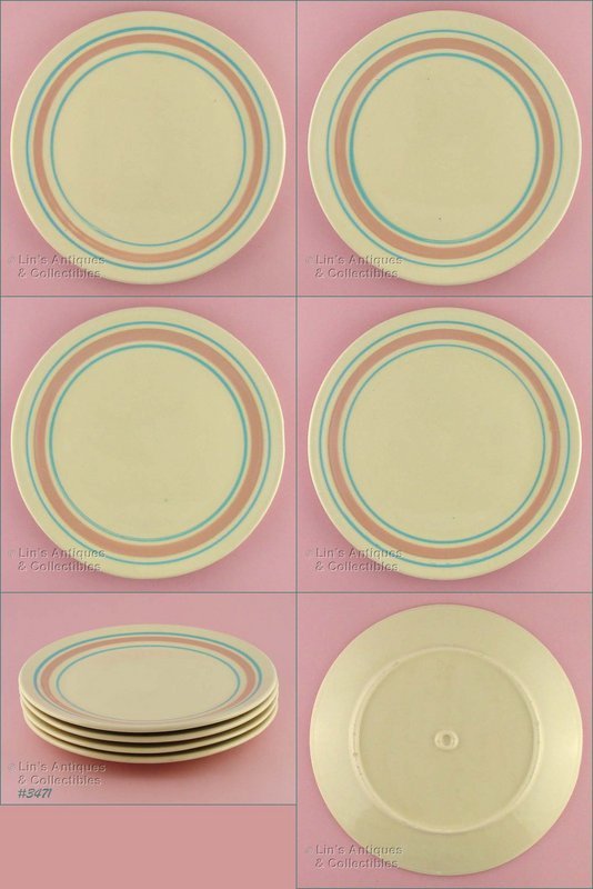 McCoy Pink and Blue Pasta Plates Set of 4