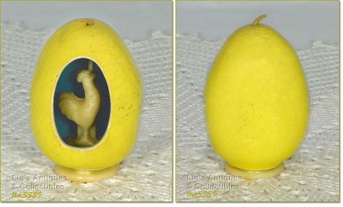 Vintage Gurley Easter Candle Rooster Inside Egg