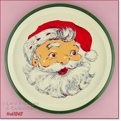 VINTAGE CHRISTMAS SANTA SERVING TRAY BY NORCREST