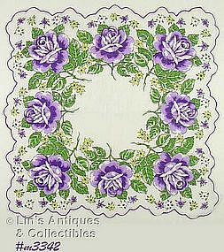 PURPLE ROSES HANDKERCHIEF