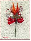 VINTAGE CHRISTMAS CORSAGE WITH PINE CONES CANDY CANES SILVER LEAVES