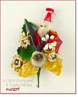 VINTAGE CHRISTMAS CORSAGE WITH SANTA FLOWERS BELL BERRIES AND MORE
