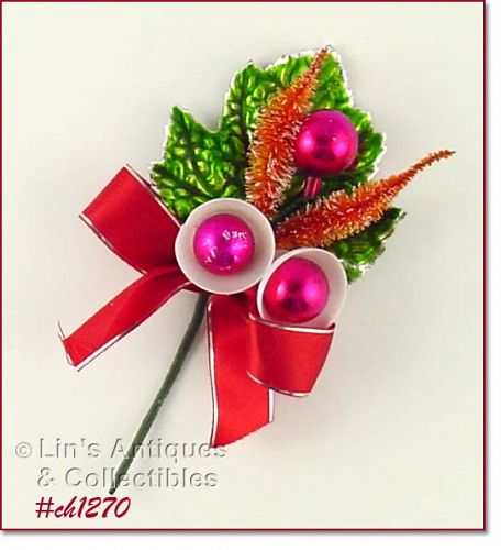 VINTAGE CHRISTMAS CORSAGE WITH BELLS AND GREENERY