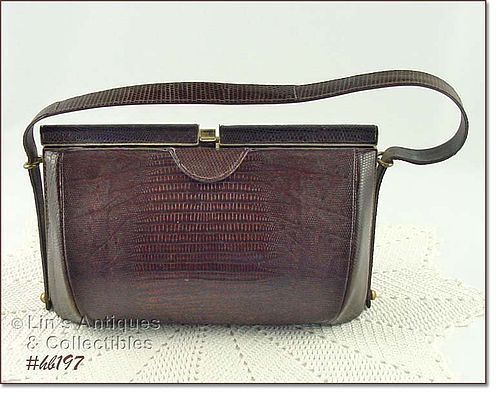 VINTAGE BROWN REPTILE HANDBAG