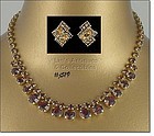 Vintage Topaz Color Rhinestone Necklace and Earrings