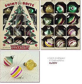 1 DOZEN ASSORTED SHINY BRITE ORNAMENTS