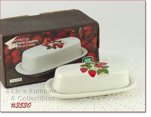 McCOY POTTERY – STRAWBERRY COUNTRY BUTTER DISH (MIB)