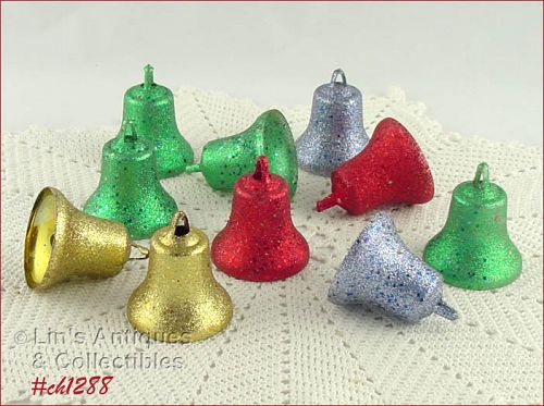 Vintage Bradford Glitter Bell Ornaments Lot of 10