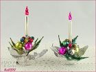 Vintage Christmas Candle Holders with Glass Candles