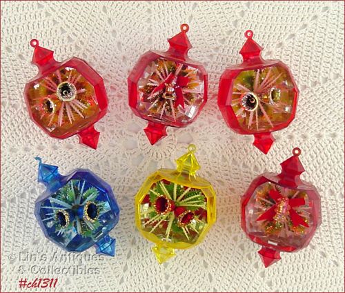 Vintage Jewel Brite Ornaments Set of 6