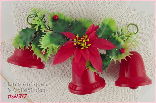 Vintage Christmas Bells 3 Red Plastic Bells