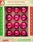 Vintage Red Glass Ornaments Woolworths in Box