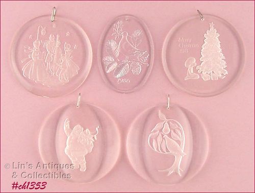 Vintage Acrylic Ornaments Lot of 5