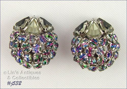 Vintage Rhinestone Earrings Marked Warner