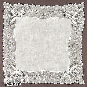 WEDDING HANDKERCHIEF WITH NETTING BORDER