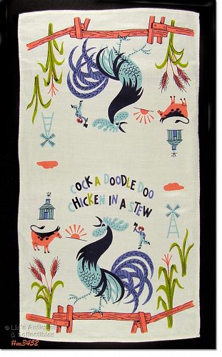 COCK A DOODLE DOO VINTAGE KITCHEN TOWEL