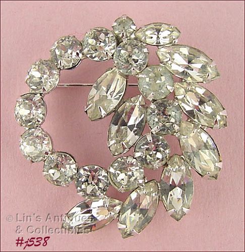 Vintage Signed Weiss Clear Rhinestone Pin