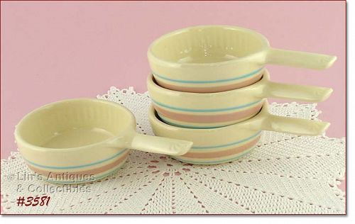 McCoy Pottery Four Pink and Blue Casseroles