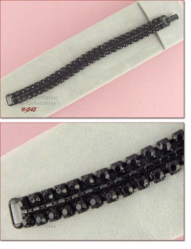 Vintage Weiss Signed Black Rhinestone Bracelet