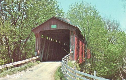 Vintage Covered Bridge Postcard Putnam Co Indiana