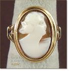 Vintage 10k Yellow Gold Carved Shell Cameo Ring