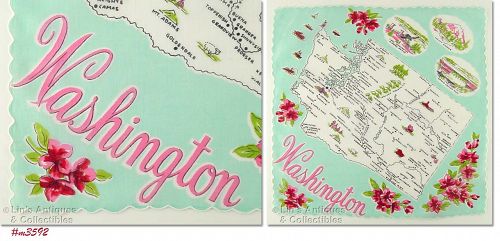 Vintage State Souvenir Hanky Washington