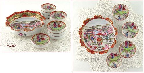 GEISHA GIRL PORCELAIN 11 PIECE NUT BOWL SET