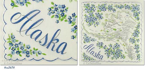 Vintage State Souvenir Hanky Alaska