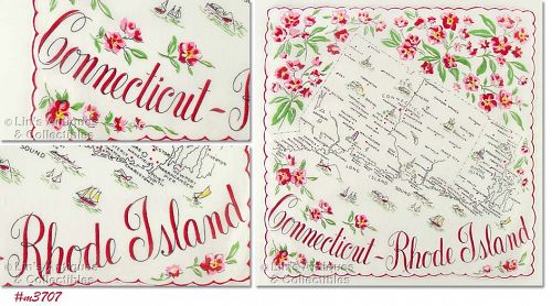 State Souvenir Hanky Connecticut and Rhode Island