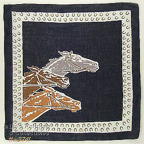 THREE RACING HORSES HANDKERCHIEF