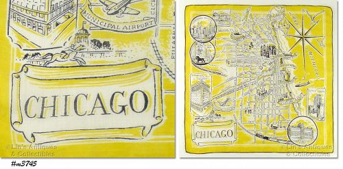Vintage Chicago Souvenir Handkerchief