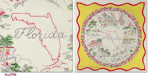 Vintage State Souvenir Hanky Florida