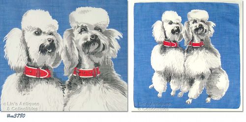 Vintage White Poodles Handkerchief