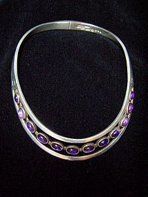 Sigi Pineda Vintage Mexican Silver Necklace w/Amethyst