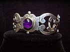 Amethyst  Cabachon Taxco  Silver  Vintage  Bracelet