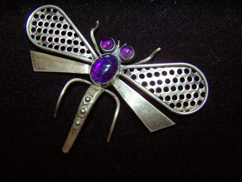 Vintage Mexican Silver Dragonfly Brooch by Parra