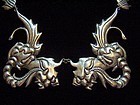 Vintage Mexican Silver Dragons Necklace
