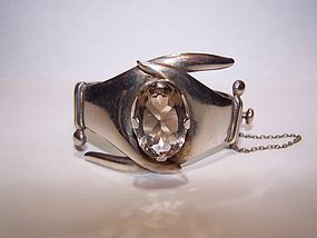 Vintage Mexican Silver Huge Smokey Quartz Bracelet