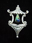 Rare Vintage Mexican Silver Los Castillo  Brooch Pin