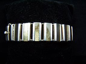 Vintage Mexican Silver Ledesma Obsidian Bracelet