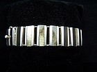 Vintage Mexican Silver Ledesma Obsidian Bracelet