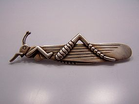 Hector Aguilar Vintage Mexican Silver Grasshopper Pin