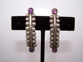 Fred Davis Style Vintage Mexican Silver  Earrings