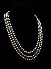 Heavy Vintage Mexican Silver Pearls Triple Strand