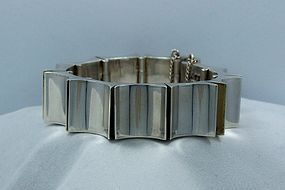 Antonio Pineda Vintage Mexican Silver Concave Bracelet