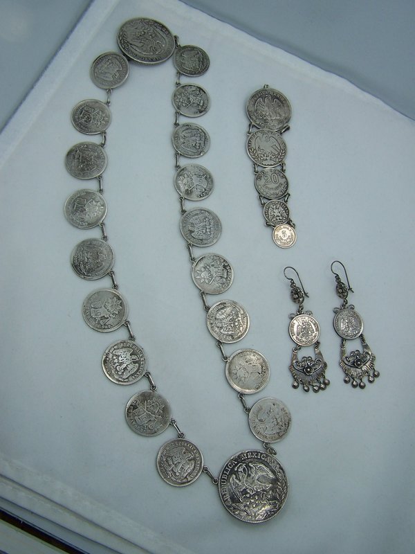 Mazahua Mexican Silver Coin Earrings