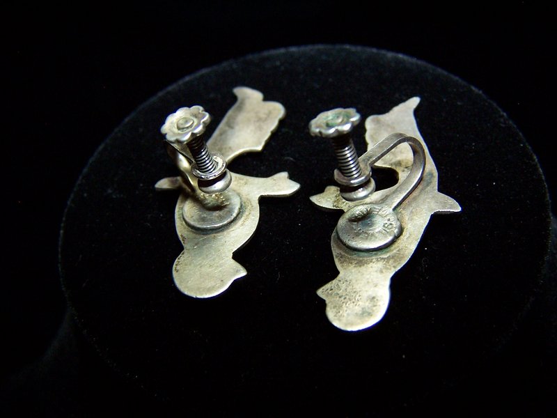 Vintage Mexican Silver Love Birds Earrings
